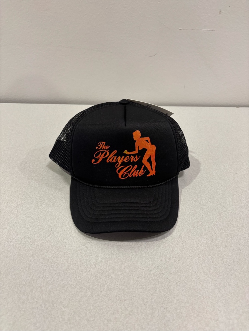 NWT The Players Club Black Trucker Hat Mesh Snapback Graphic Cap Adjustable